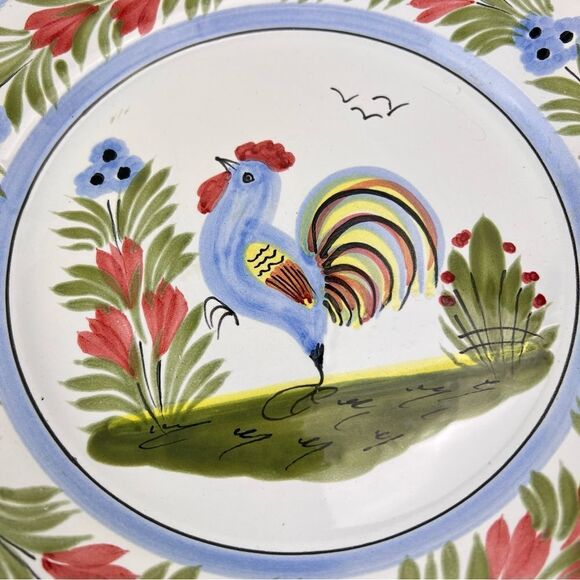 Henriot Quimper France Multicolor Rooster 10" Wall Hang Plate Hand Painted - Picture 2 of 6